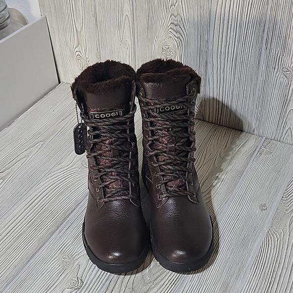 COOGI Winter Faux Fur Lined Logo Brown Boots Mens Size 7.5 - Picture 13 of 13